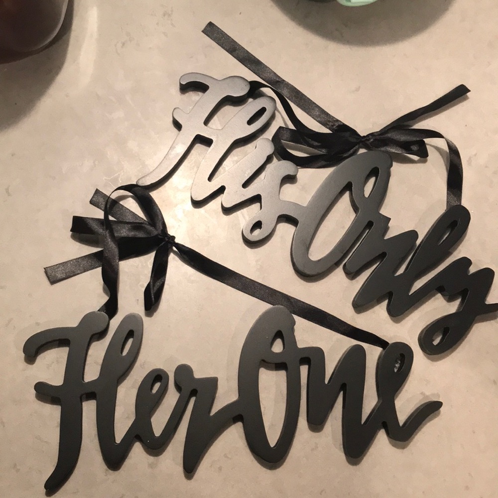 WEDDING Chair signs. His only. Her one.